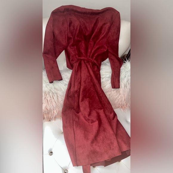 NEW Just Fab Faux Suede Orange Spice Waterfall Long Coat Size 2X - Picture 11 of 16